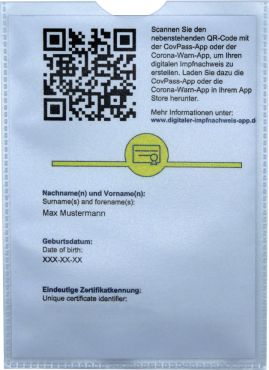 Einsteckhülle Schutzhülle für EU-Covid-19 Impfzertifikat - Pack a 2 Stück